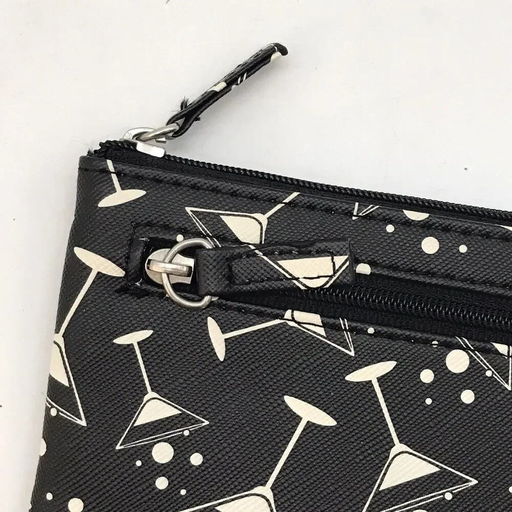 Apt. 9 Martini Faux Leather Card Holder Slim Zip Up Organizer Wallet Key Ring